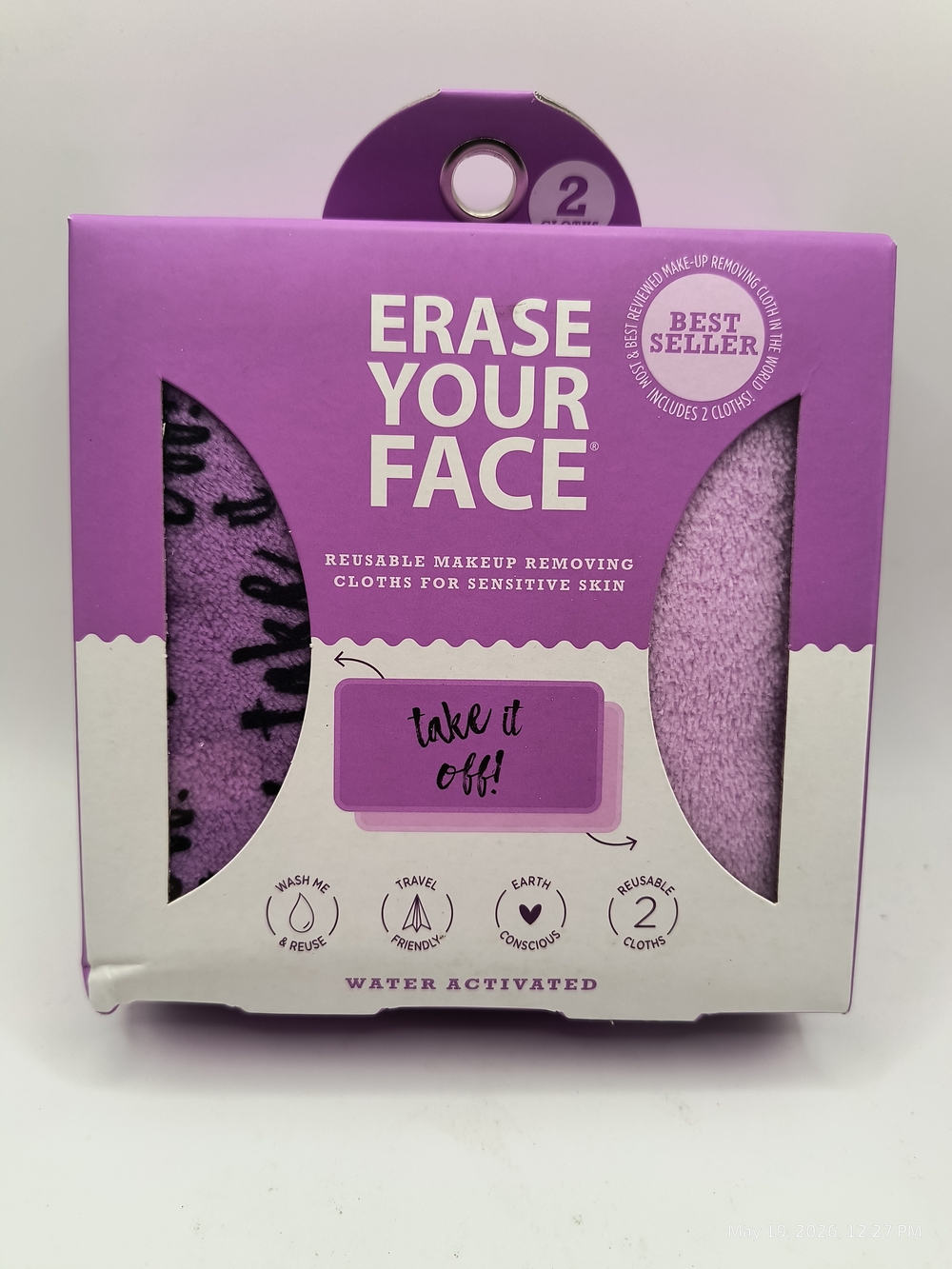 Erase Your Face Reusable Makeup Removing Cloths Water Activated 2 Cloths NIB